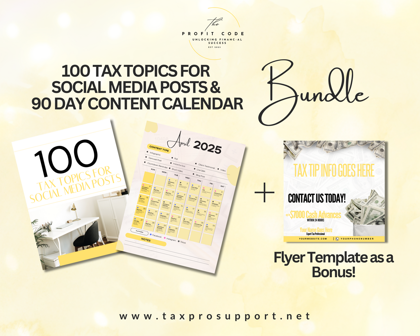 100 Tax Topics for Social Media Posts & 90 Day Content Calendar Bundle